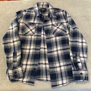 M Urban Pipeline boys flannel shirt - blue white yellow